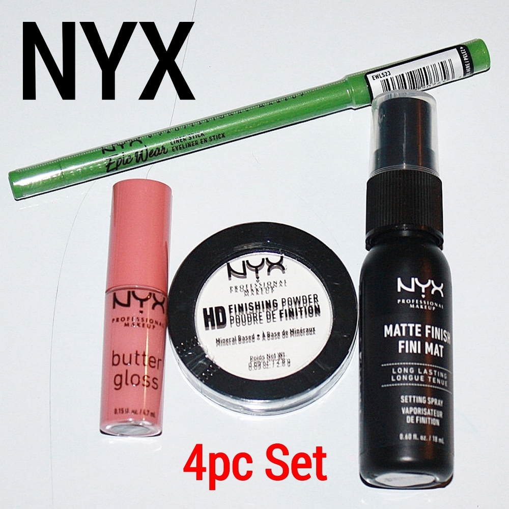 NYX 4pc Best Sellers Set Liner/Gloss/Powder/Spray